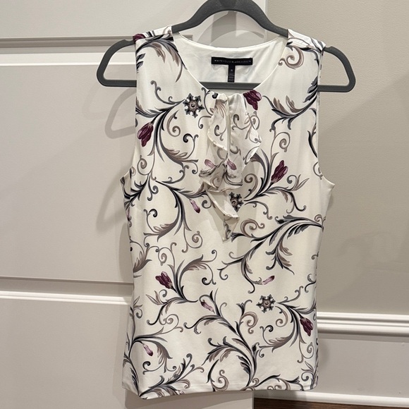 White House Black Market Tops - WHBM White and Purple Floral Blouse